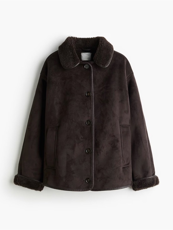 H&M Jackets & Blazers - H&M Dark Brown Teddy Faux-Shearling Jacket